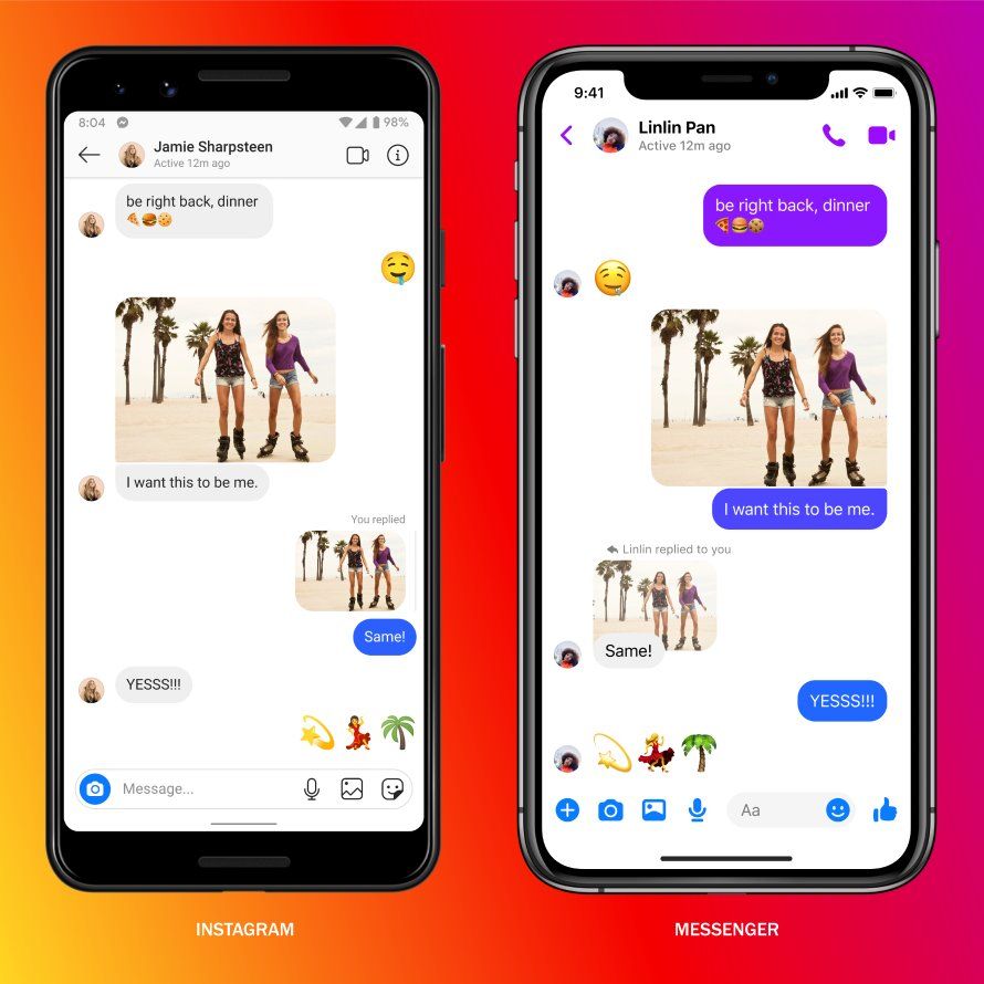 Kini berkirim pesan bisa melalui facebook messenger maupun instagram