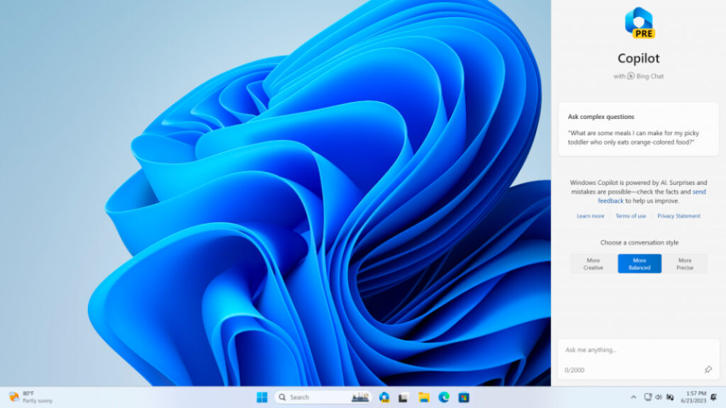 Windows copilot rilis di semua versi insider dev channel